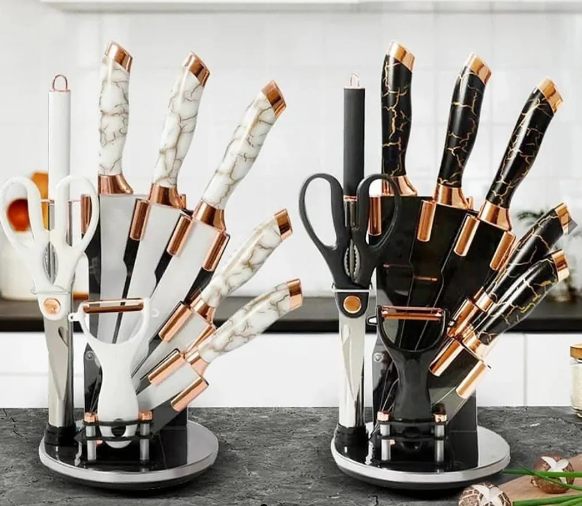 Set de cuchillos de 9 piezas con base giratoria