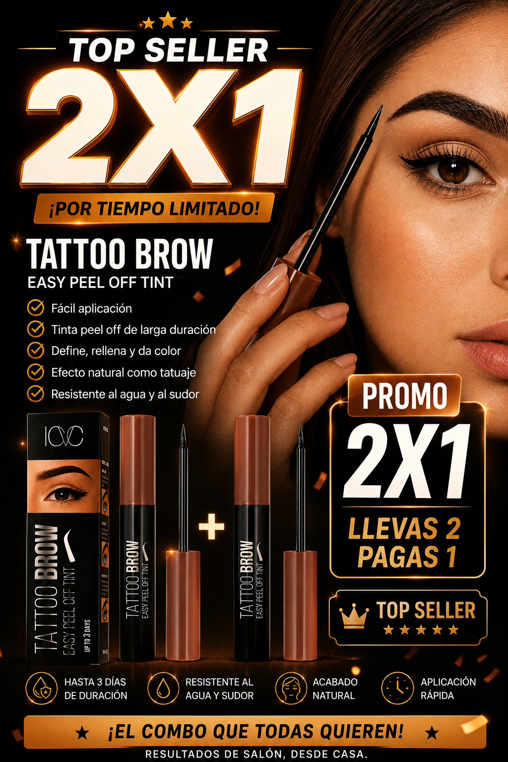 Tinte de cejas peel off 2x1