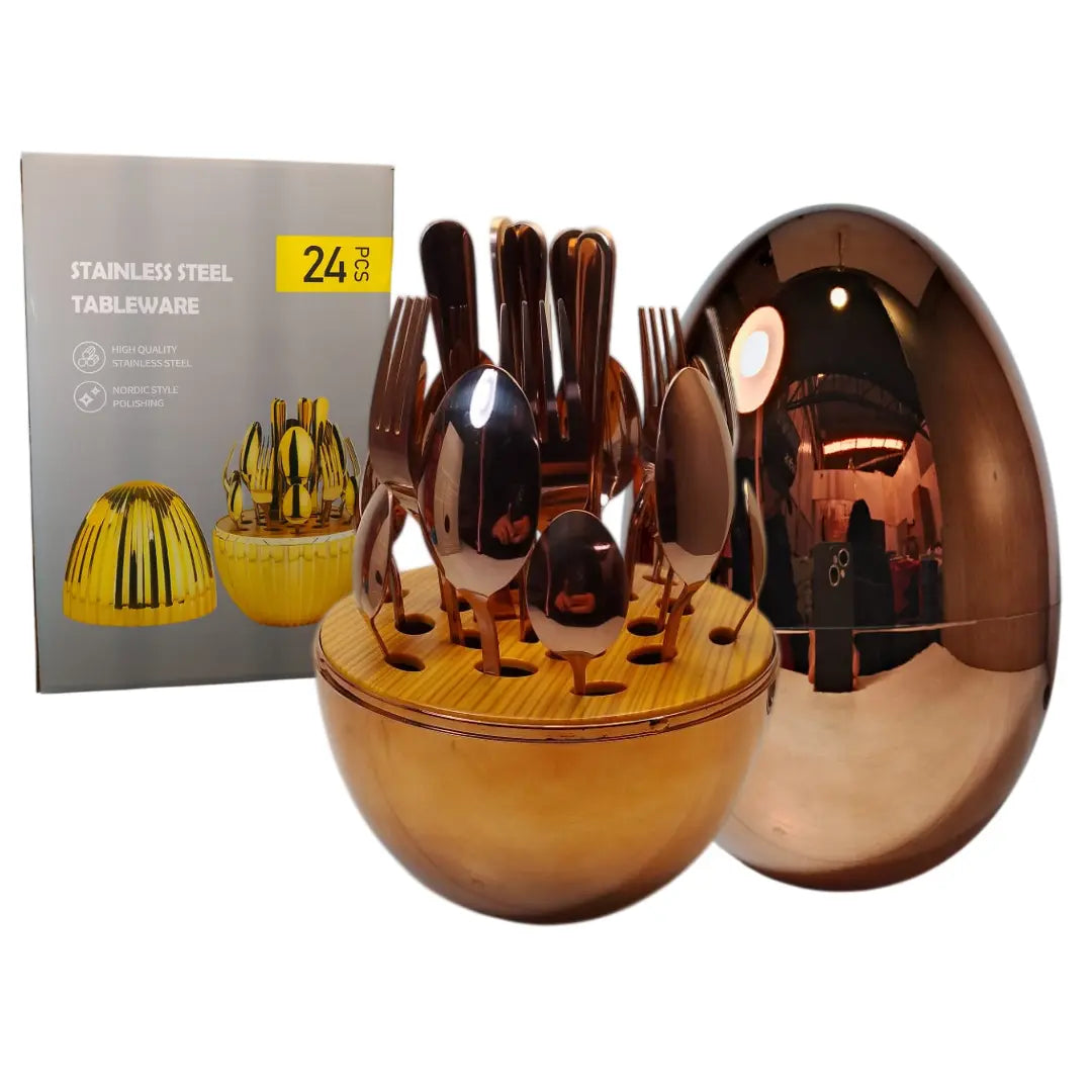 Set de cubiertos con estuche huevo