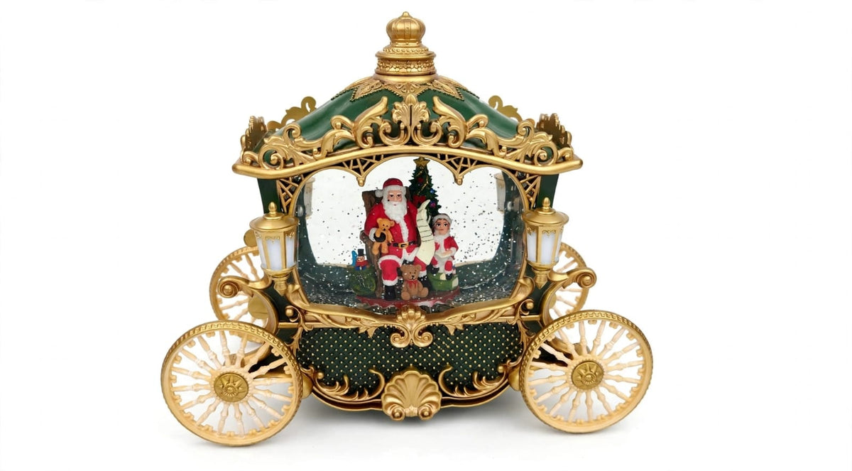 Carruaje navideño con luz y efecto de nieve