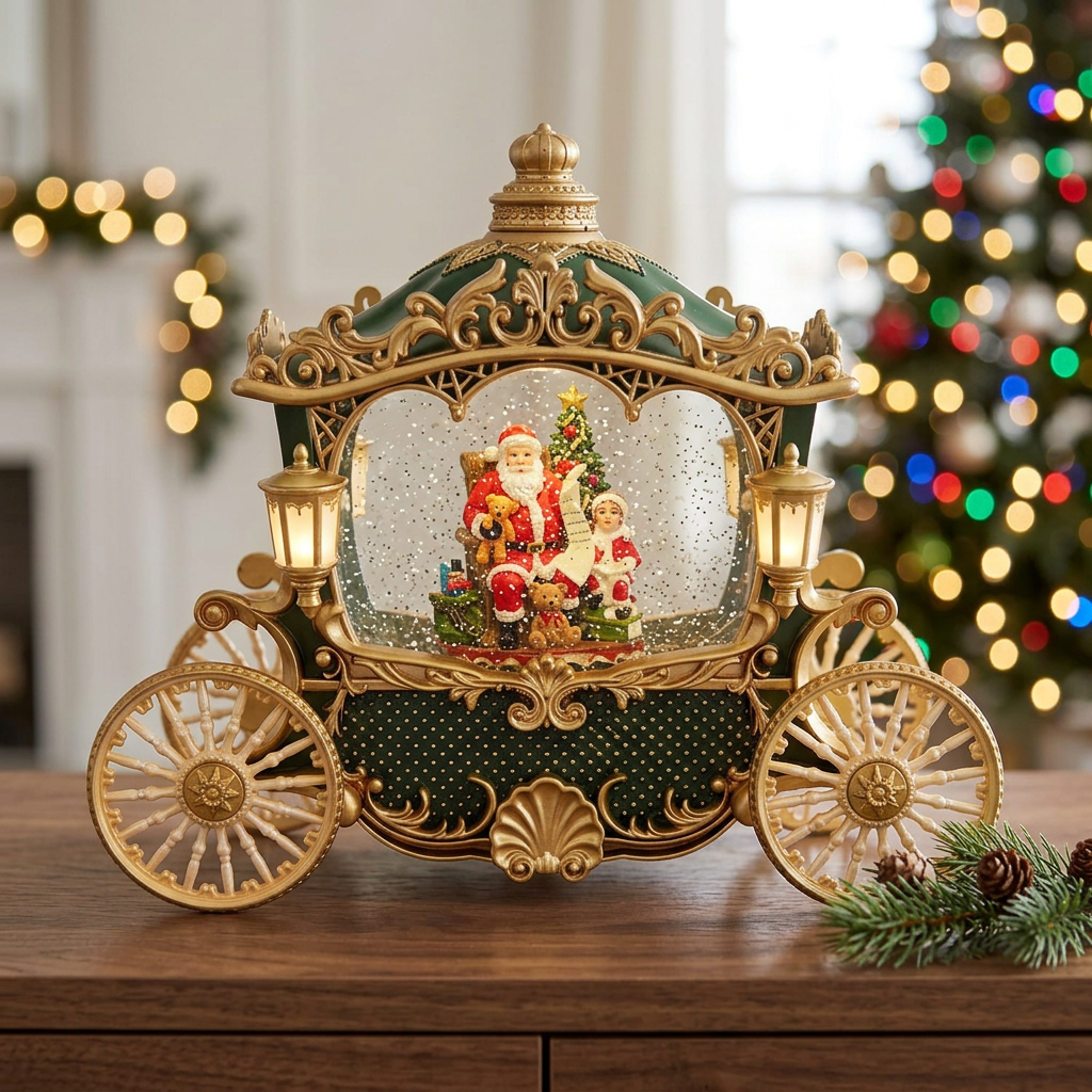Carruaje navideño en un ambiente festivo