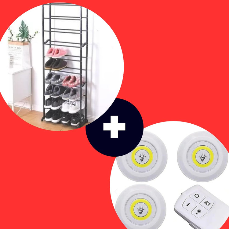 Zapatero de 10 niveles más 3 luces LED con control remoto